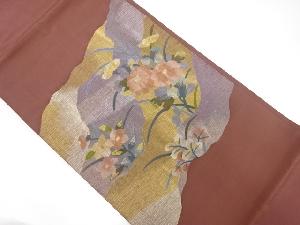 道長取りに花模様織出し袋帯